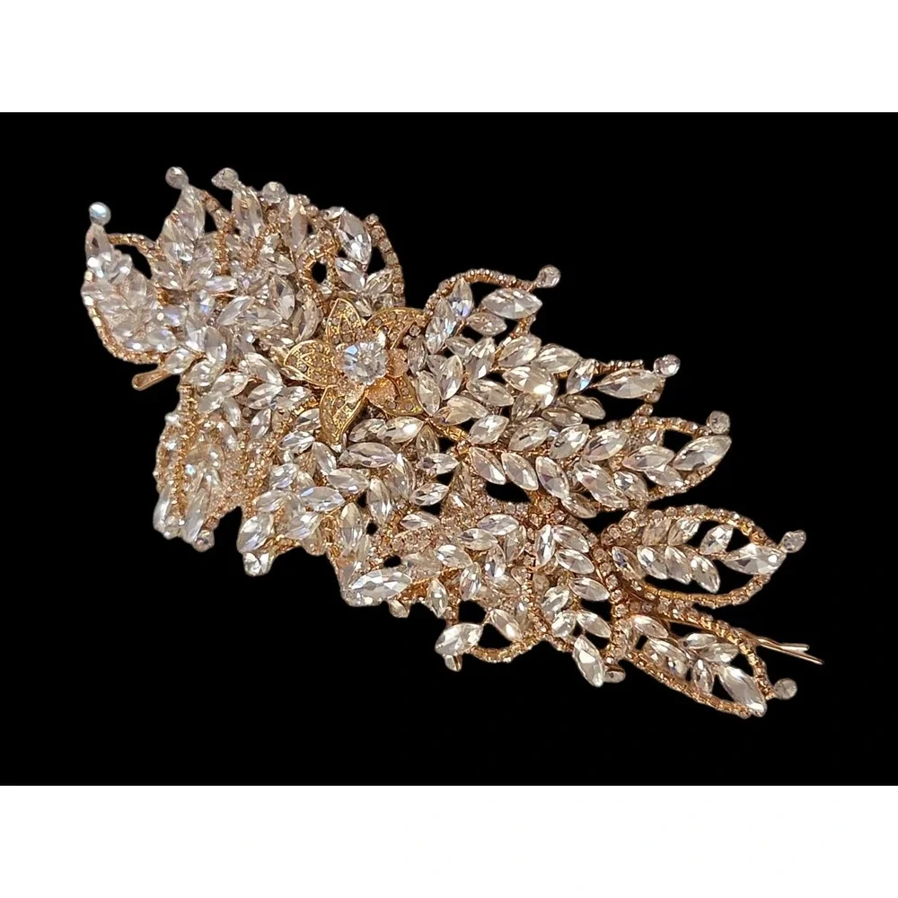Luxurious Gold Crystal Leaf Bridal Headband Wedding Tiara Hair Accessory 9